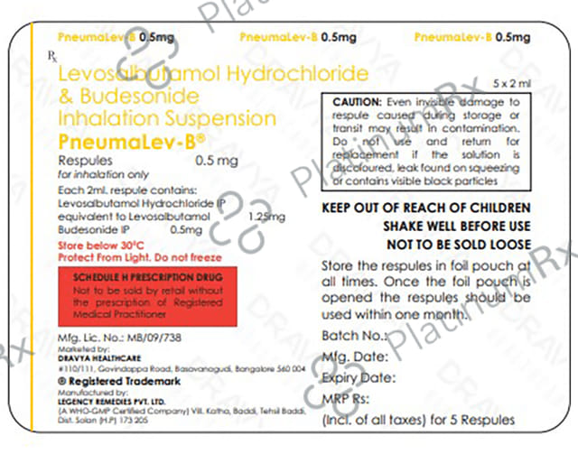 Pneumalev B 500mcg/1.25mg Respules 5X2ml