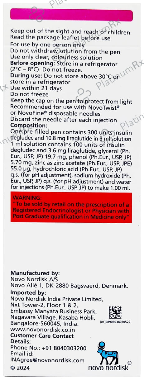 Xultophy 3.6/100mg (100 IU/ml) (5*3ml Disposable Pen)