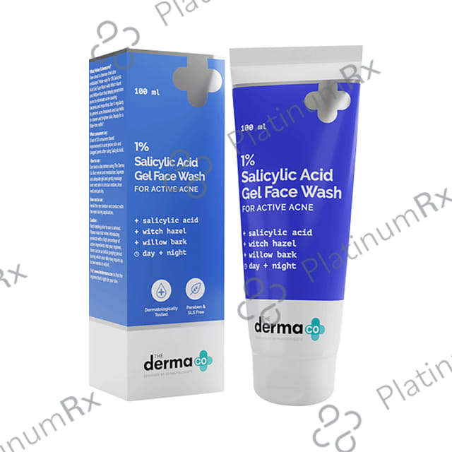 The Derma Co 1% Salicylic Acid Day & Night Face Wash Gel For Active Acne 100ml