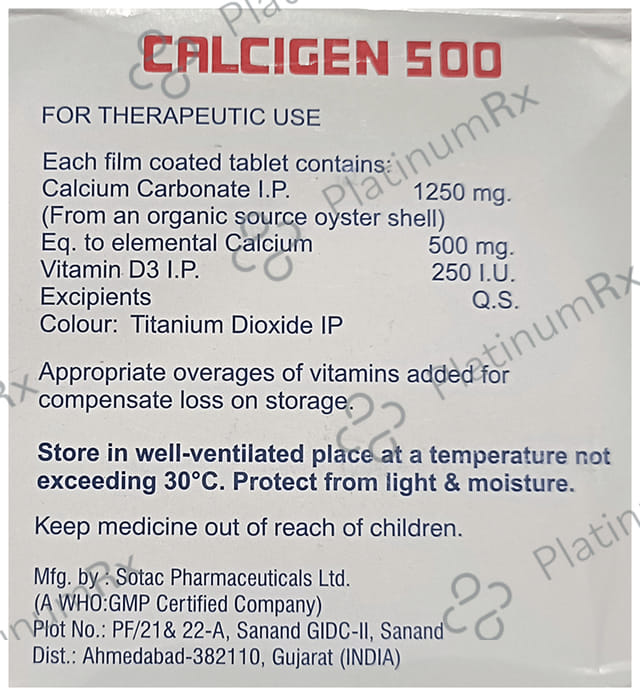 Calcigen 500 mg Tablet