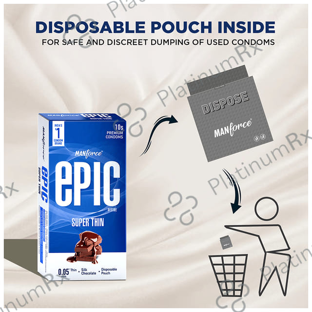 Manforce Epic Desire Super Thin Premium Silk Chocolate Flavour Condom 10s
