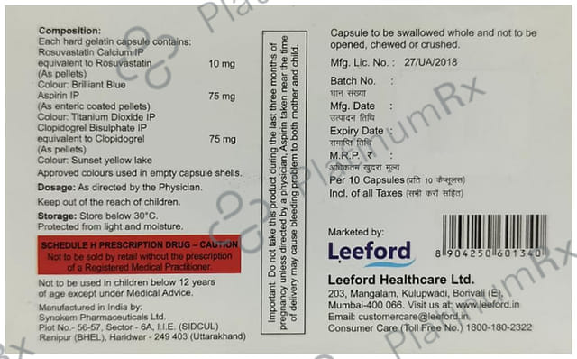 Cardiorostin Gold 75/10/75mg Capsule 10s
