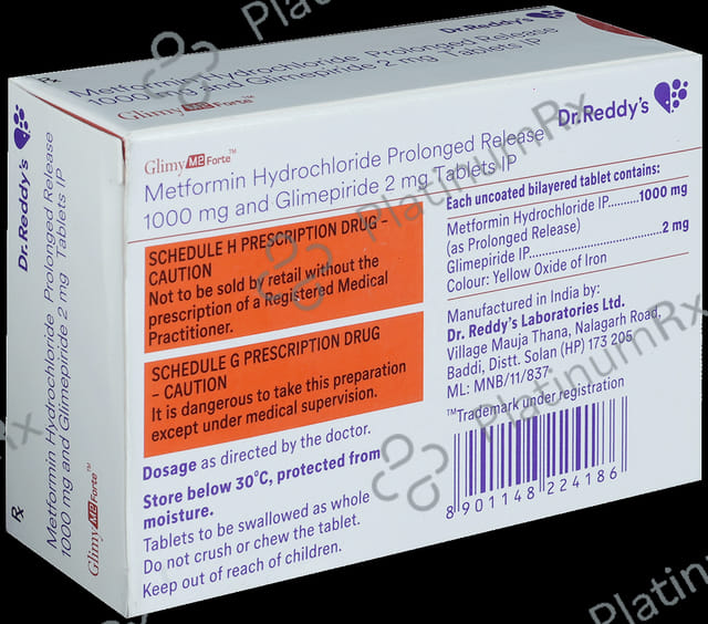 Glimy M 2 Forte 2/1000mg Tablet PR 10s