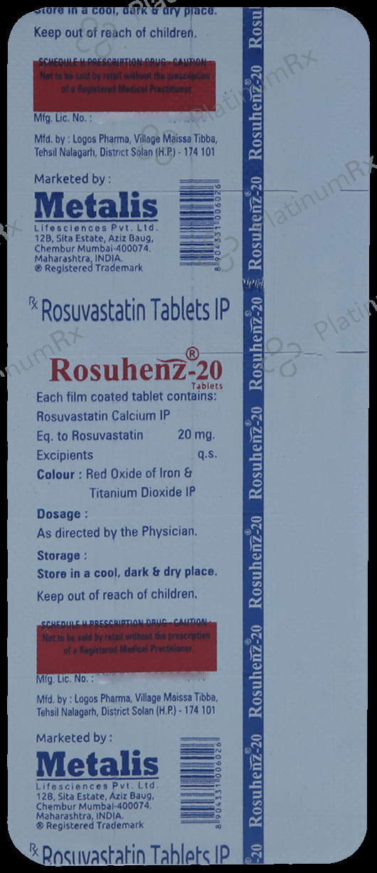 Rosuhenz 20mg Tablet
