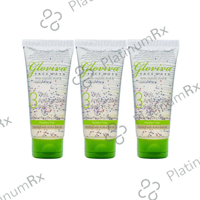Gloviva 3 Way Antibacterial Action Face Wash (100ml Each) 3 Tubes