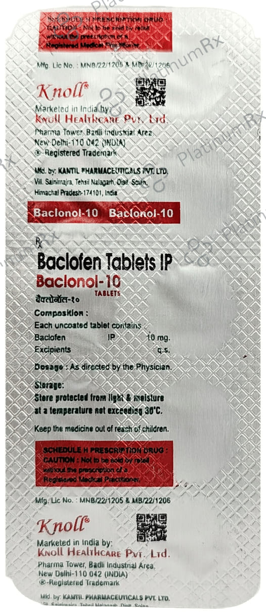 Baclonol 10mg Tablet 10s
