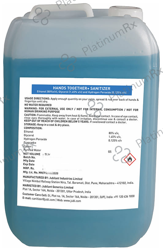Hands Together Plus Sanitizer with 80% Alcohol, Glycerol & Hydrogen Peroxide 5 Sanitizer