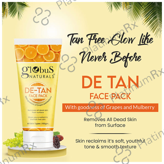 Globus Naturals De-Tan Face Pack(100gm Each) 1 Tube