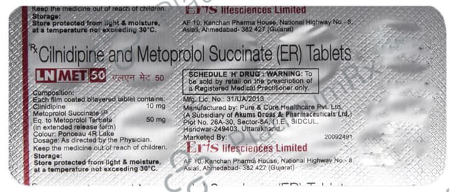 LN Met 10/50mg Tablet ER 10s