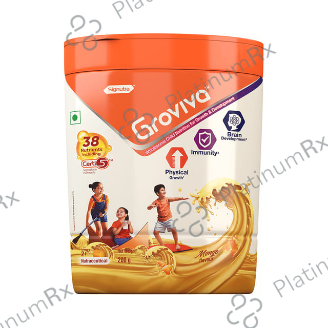 Groviva Child Nutrition for Physical Growth, Brain Development & Immunity Flavour Mango Powder 200gm