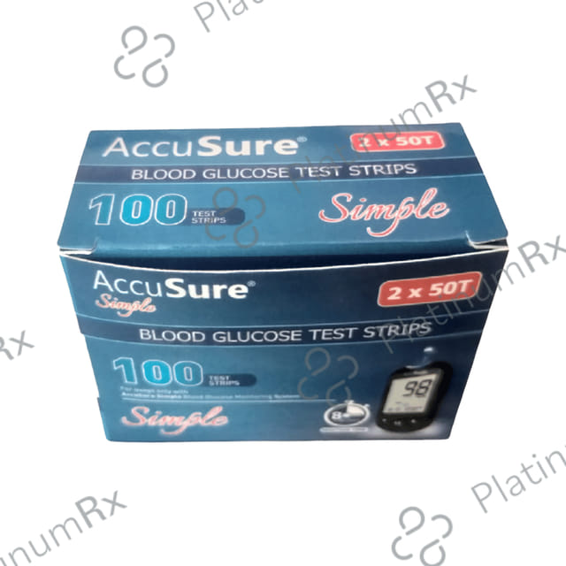 AccuSure Simple Blood Glucose Test Strip (Only Strip) 100 Test