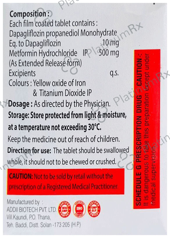 Dapagnx M 10/500mg Tablet ER 10s