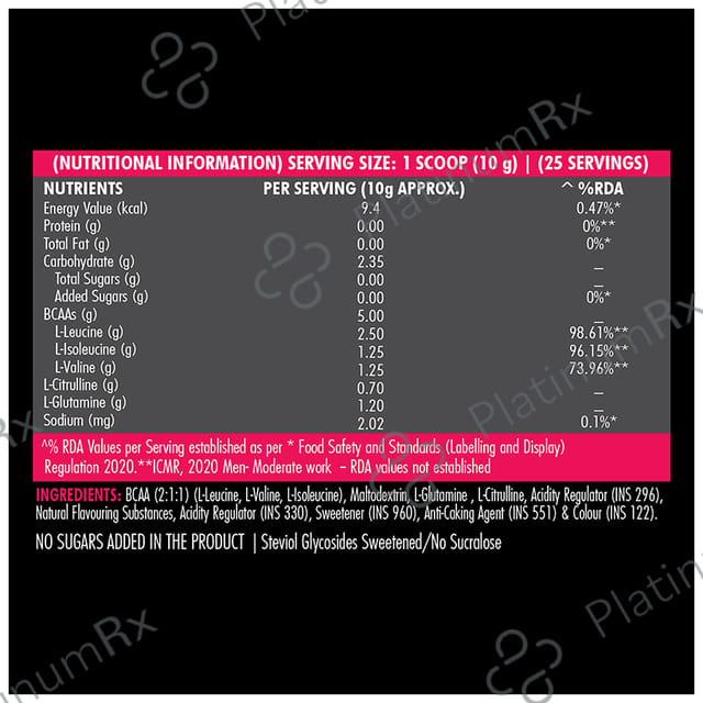 Dr. Morepen Muscle Food BCCA for Lean Muscles, Performance & Strength - Flavour Berry Burst