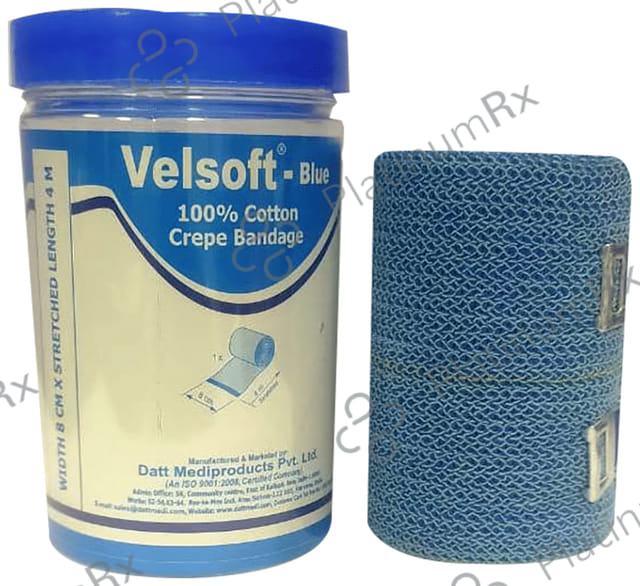 Velsoft -Blue 100% Cotton Crepe Bandage 8cm x 4m