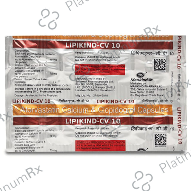 Lipikind CV 10/75mg Capsule 10s