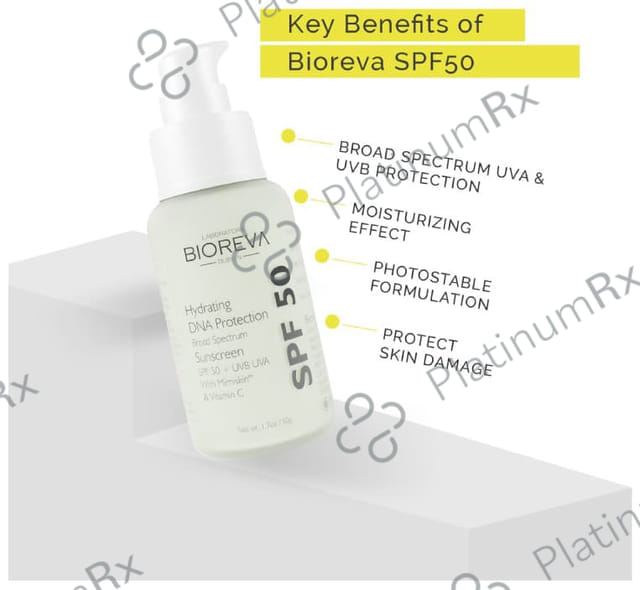 Bioreva Hydrating DNA Protection Broad Spectrum SPF 50 Sunscreen Cream 50gm