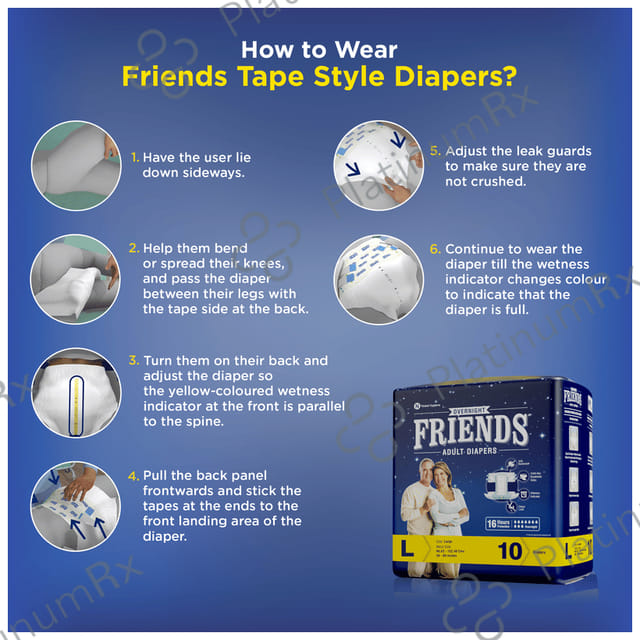 Friends Overnight Adult Diaper Large 10s