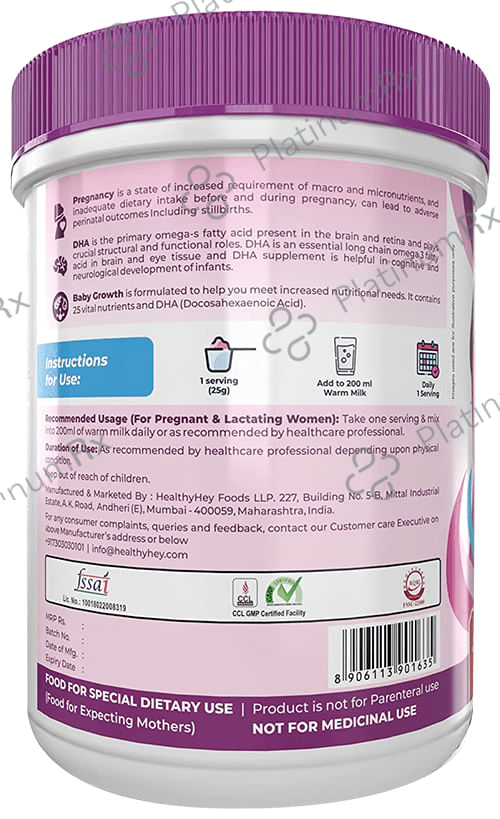 HealthyHey Baby Growth Protein For Expecting Mother Natural Strawberry