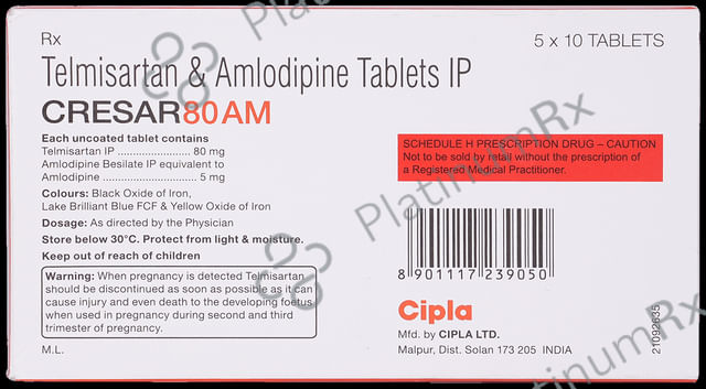 Cresar 80 AM 80/5mg Tablet 10s