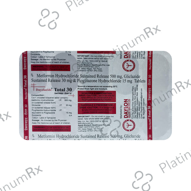 Dayclazide Total 30mg/15mg/500mg Tablet SR