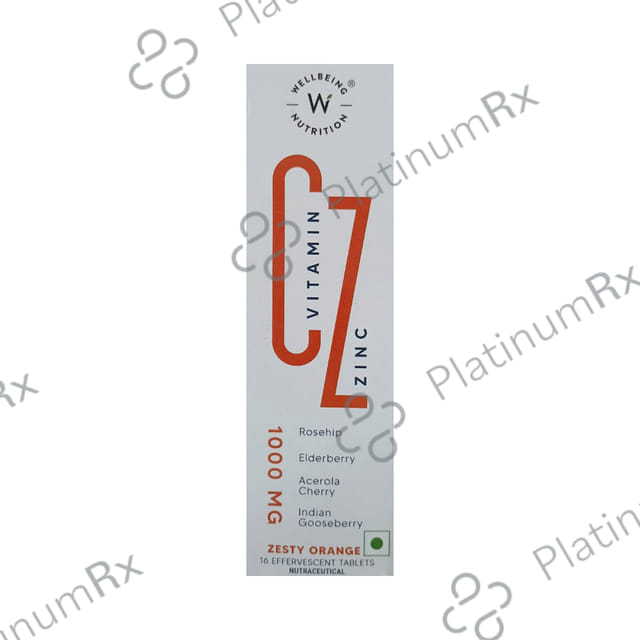 Wellbeing Nutrition Vitamin C Zinc Effervescent Tablet for Immunity & Skin Health - Zesty Orange 1 Bottle