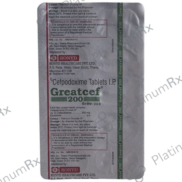 Greatcef 200mg Tablet 10s