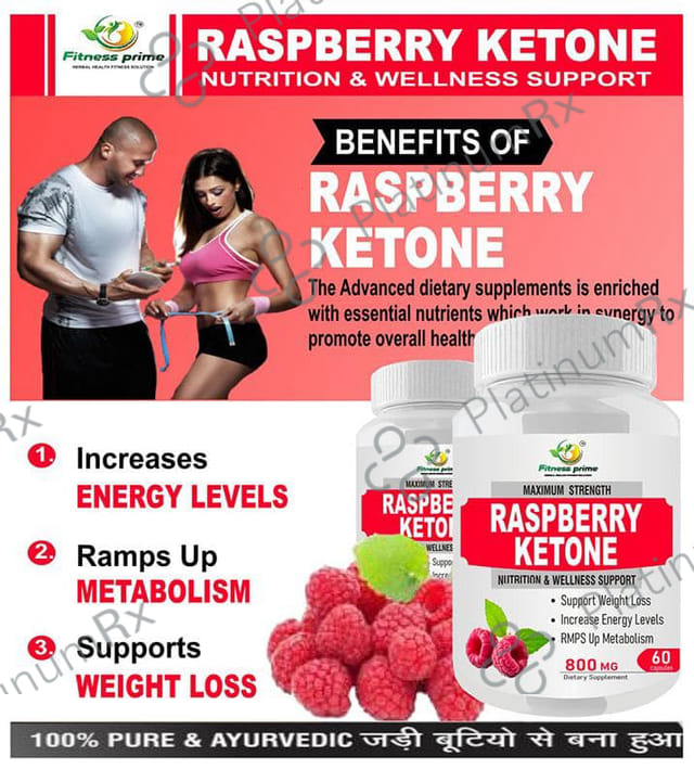 Fitness Prime Maximum Strength Raspberry Ketone Nutrition & Wellness Support 800mg Capsule