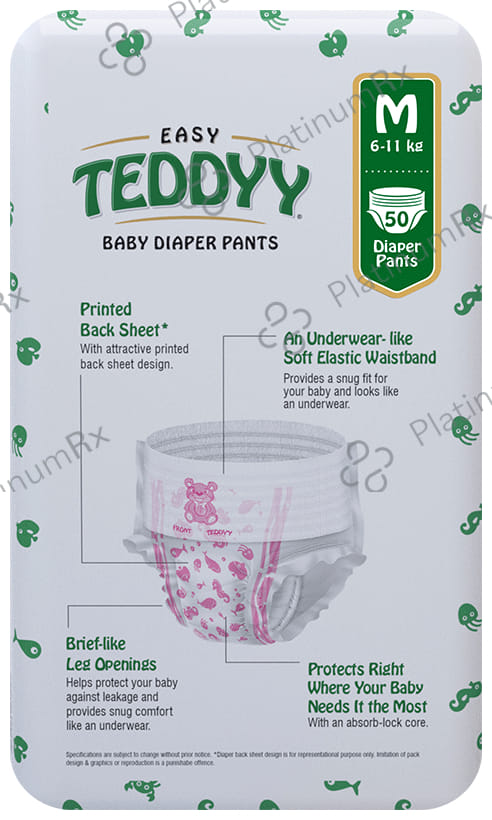 Teddyy Easy Baby Diaper Pants with Soft Elastic Medium 50s