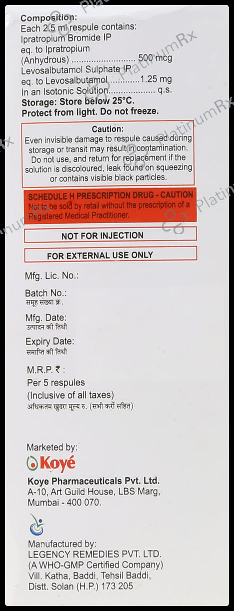 Spirovent I 500mcg/1.25mg Respules 5X2.5ml