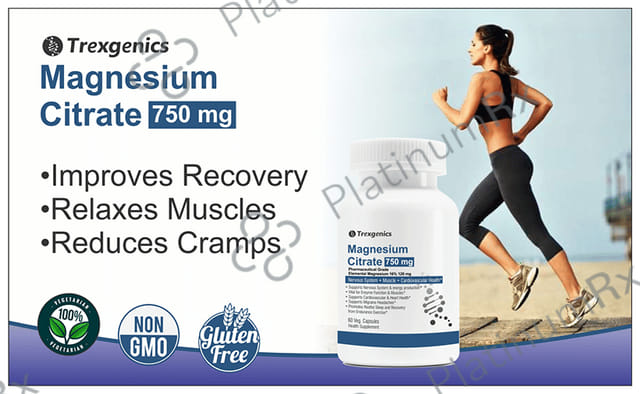 Trexgenics Magnesium Citrate 750mg Veg. Capsules