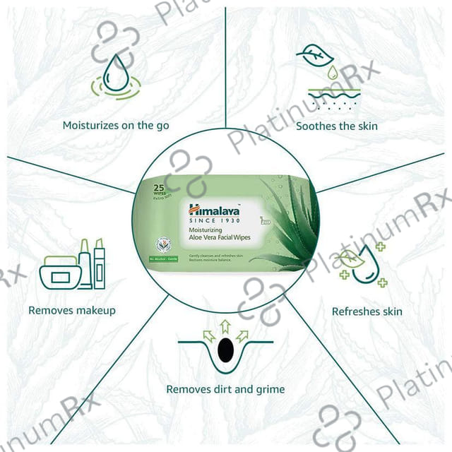 Himalaya Personal Care Moisturizing Aloe Vera Facial Wipes 25s