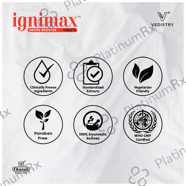 Vedistry Ignimax Desire Booster Tablet Gluten and Paraben Free