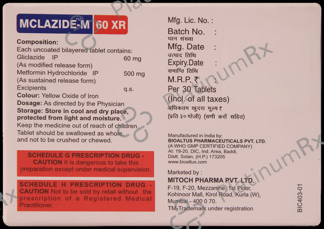 Mclazide-M 60 XR Tablet 10 Tablet SR