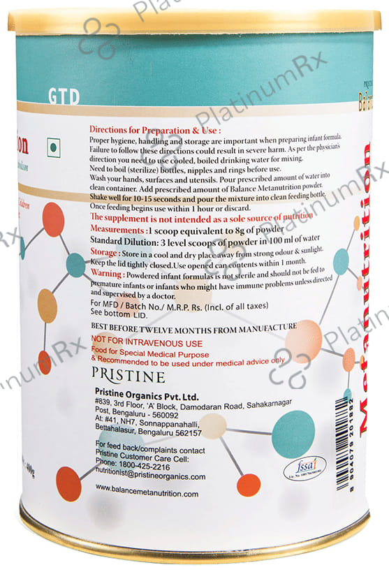 Pristine Balance Metanutrition GTD Powder (Upto 3 Years) Unflavoured