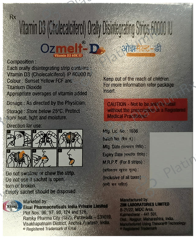 Ozmelt D 60000IU Orally Disintegrating Strip 1s