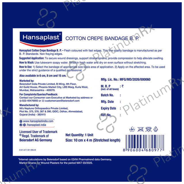 Hansaplast Cotton Crepe Bandage B.P. 10cm x 4m