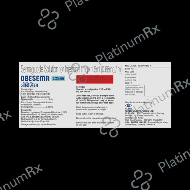 Obesema 0.25mg Injection (1 Multi-dose Disposable Pen, 4 Needles, 4 Alcohol Swab)