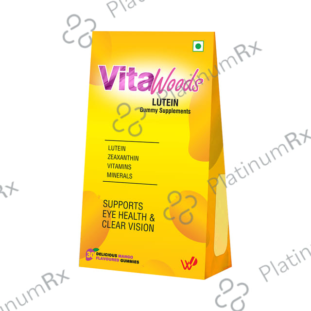 Vitawoods Lutein with Zeaxanthin, Vitamins & Minerals for Eye Health & Vision - Flavour Delicious Mango Gummy