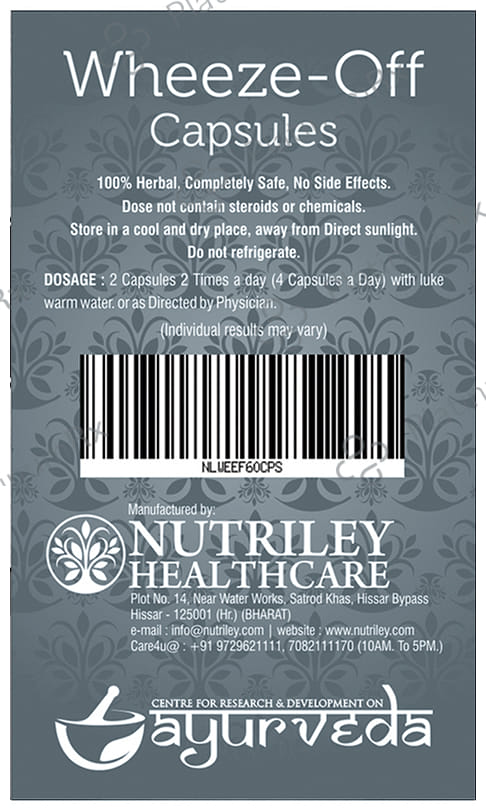 Nutriley CRD Ayurveda Wheeze-Off Cough and Cold Care 500mg Capsule