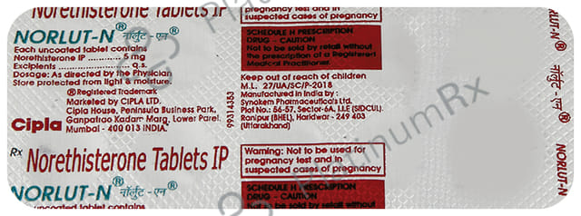 Norlut N 5mg Tablet 10s