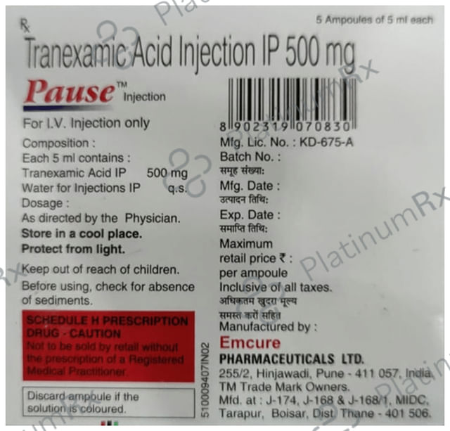 Pause 500mg Injection 5ml
