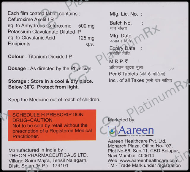 Rockcef CV T500/125mg Tablet 6S