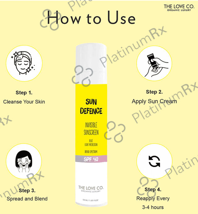 The Love Co Sun Defence Invisible Sunscreen SPF 40 Lotion 50ml