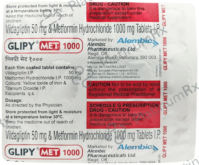 Glipy Met 1000/50mg Tablet 15s