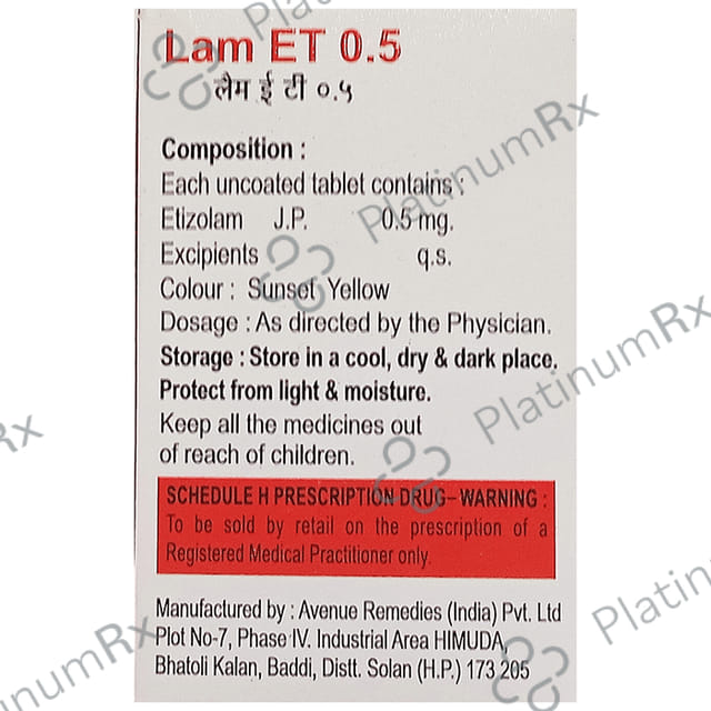 Lam ET 0.5mg Tablet 15s