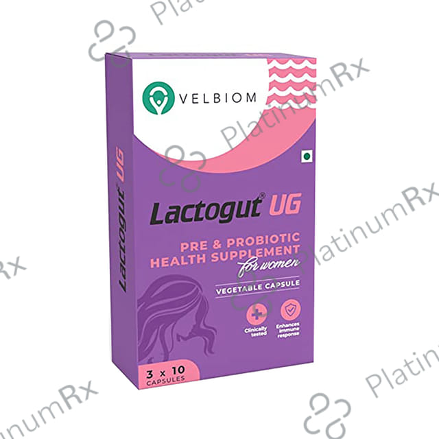 Velbiom Lactogut UG Pre & Probiotic Capsule for Women - Boosts Gut Health & Immunity
