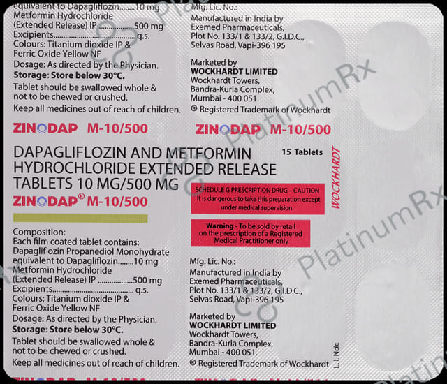 Zinodap M 10mg/500mg Tablet ER