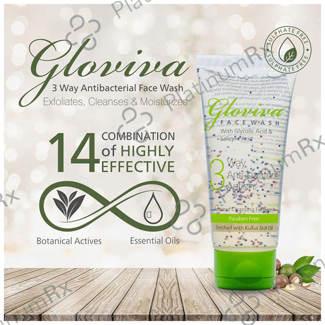 Gloviva 3 Way Antibacterial Action Face Wash (100ml Each) 2 Tubes