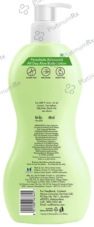 Parachute Advansed Body Lotion Coconut Milk & Mint Extract Refresh 400 Lotion