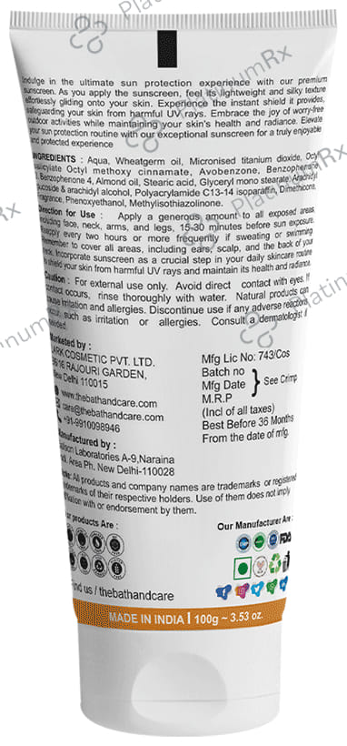 TBC The Bath and Care Sun Defence SPF 50 PA+++ Cream 100gm